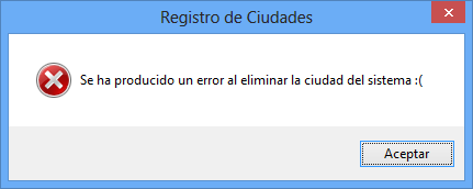 Baja de la Ciudad Incorrecta