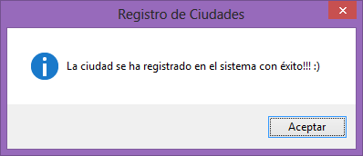 Registro de Ciudad Correcto