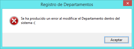Actualizacion de Departamentos incorrecta