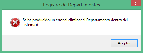 Baja de Departamentos Incorrecto