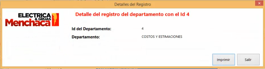 Detalles del Departamento