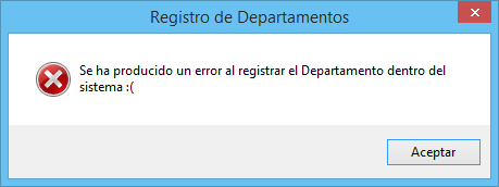 Registro de Departamento Incorrecto