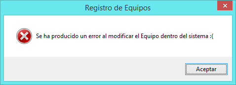 Actualizacion de Equipos incorrecta