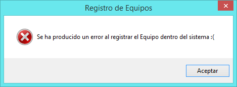 Registro de Equipo Incorrecto