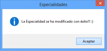 Actualizacion de Especialidades