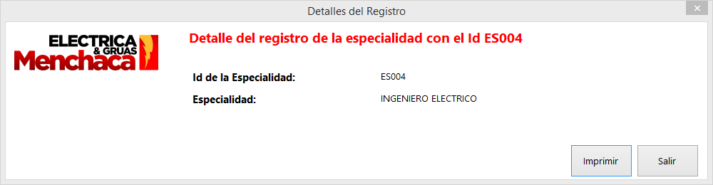 Detalles de la Especialidad