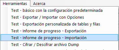 progreso de la importacion