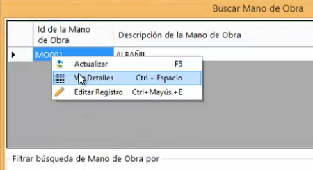 Mano de Obra detalles