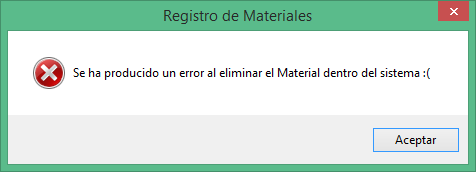 Baja de Materiales Incorrecto