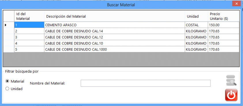 Buscar Materiales