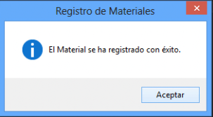 Registro de Material Correcto