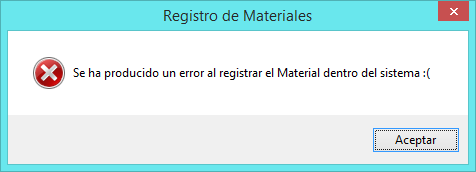 Registro de Material Incorrecto