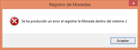 Registro de Moneda Incorrecto