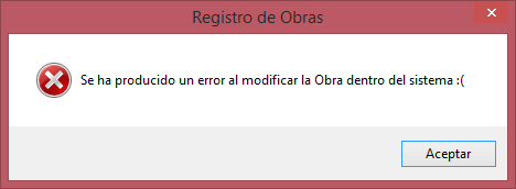 Actualizacion de Obras incorrecta