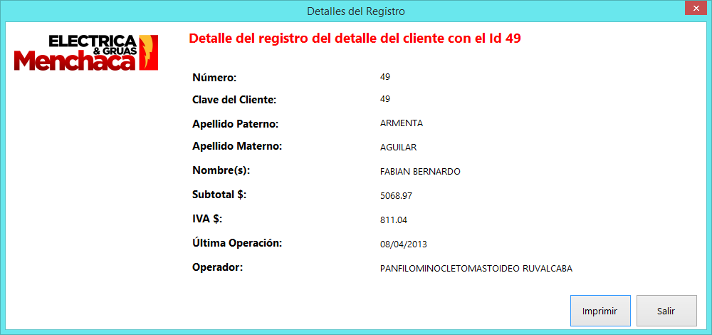 Detalles de los Clientes