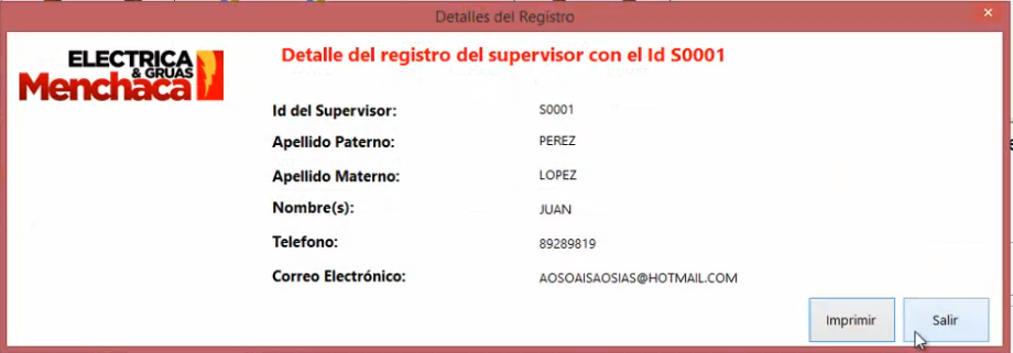 Detalles de Supervisores