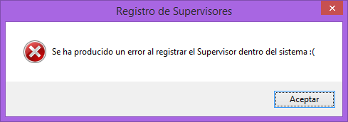 Registro de Supervisor Incorrecto