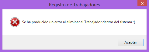 Baja de Trabajadores Incorrecto