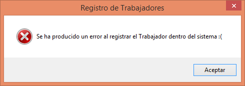 Registro de Trabajador Incorrecto