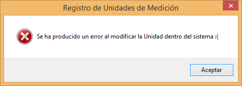 Actualizacion de Unidades incorrecta