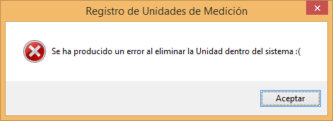 Baja de Unidades Incorrecto