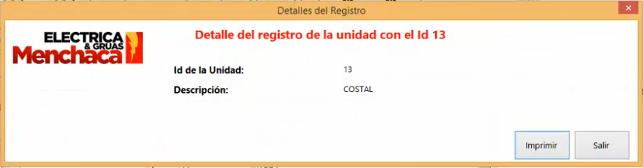 Detalles de la Unidad